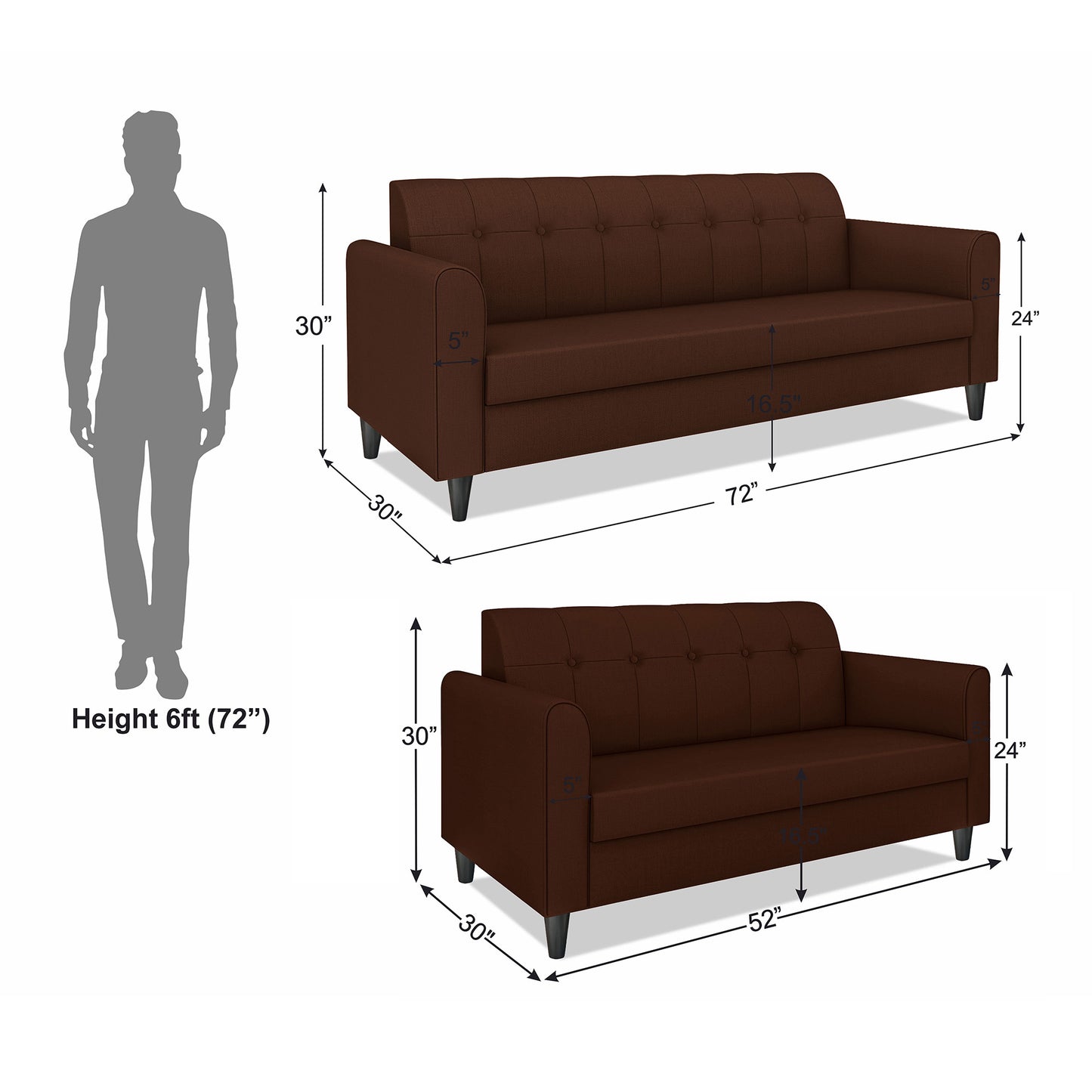 Adorn India Rio Elegant 3+2 5 Seater Sofa Set