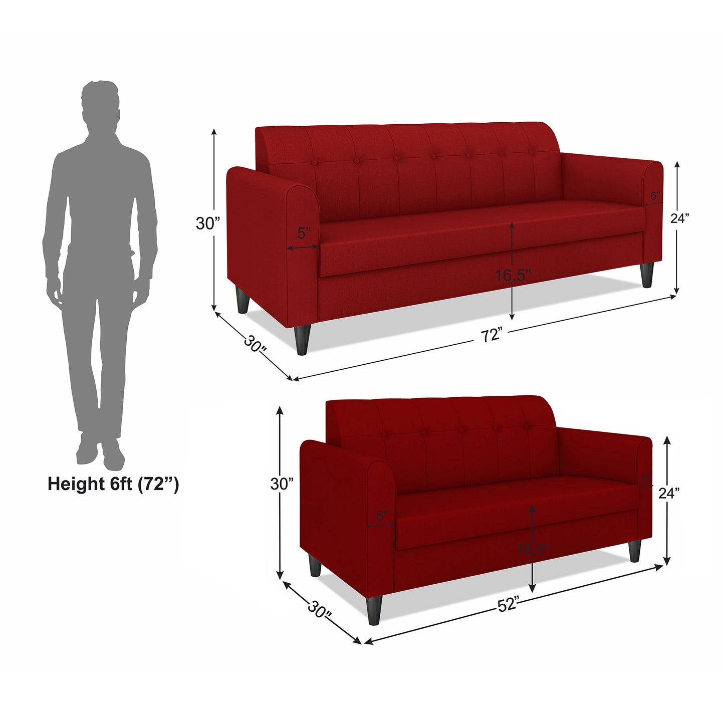 Adorn India Rio Elegant 3+2 5 Seater Sofa Set