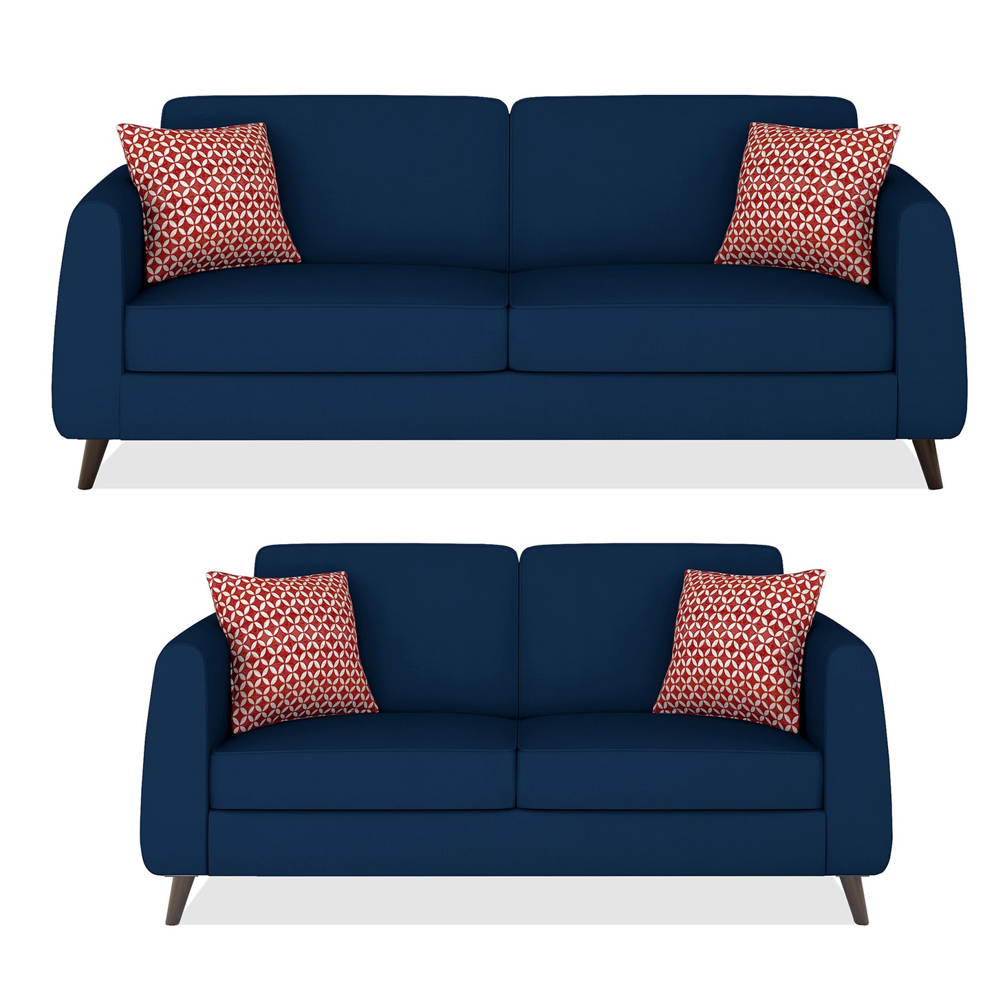 Adorn India Harlem 5 Seater 3+2 Fabric Sofa Set (Blue)