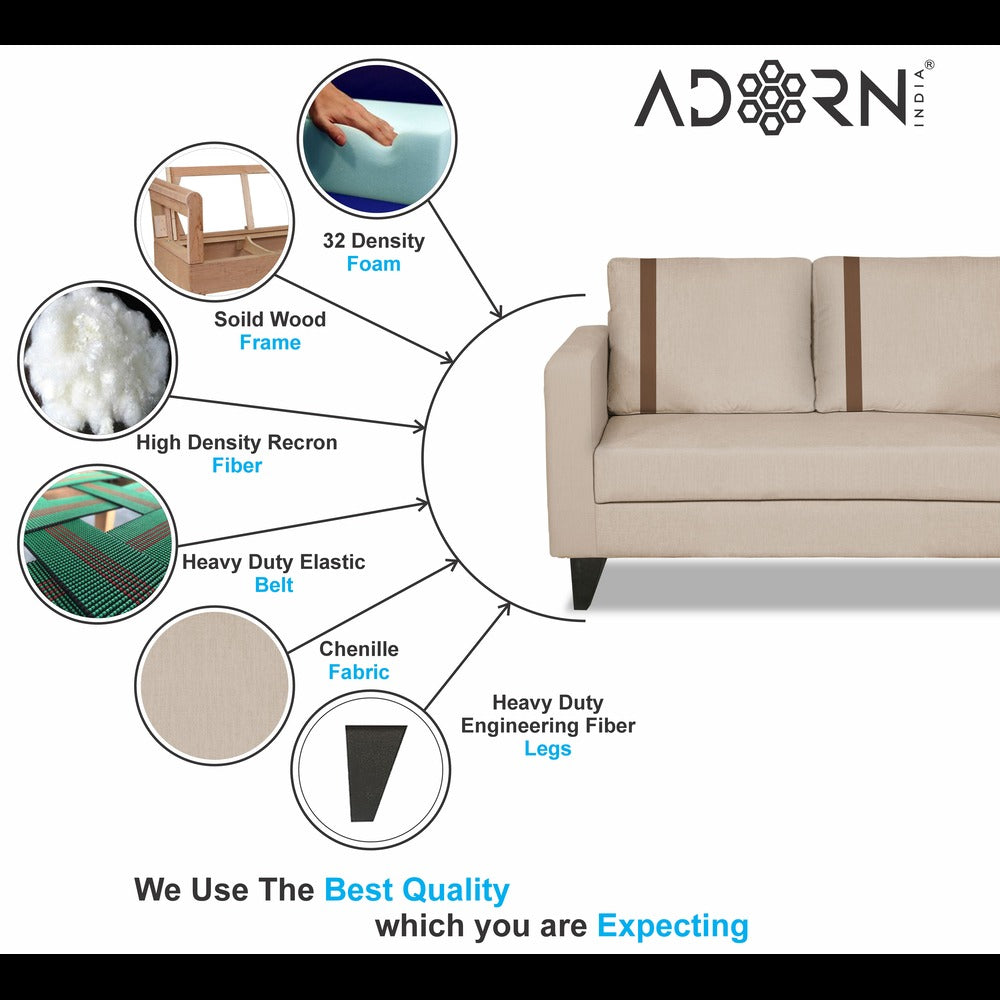 Adorn India Chandler Plus 3+2 5 Seater Sofa Set (Beige) (3 Year Warranty)