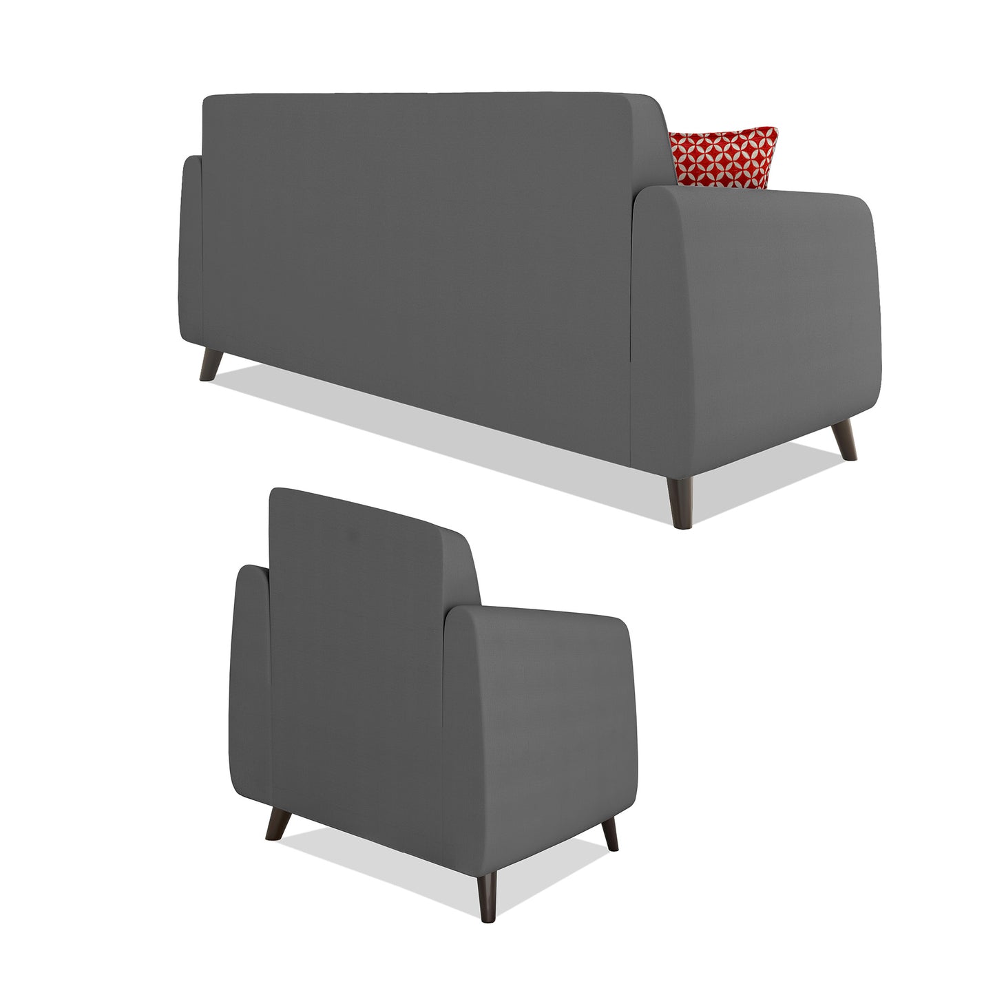 Adorn India Harlem 5 Seater 3-1-1 Sofa Set (Grey) (3 Year Warranty)