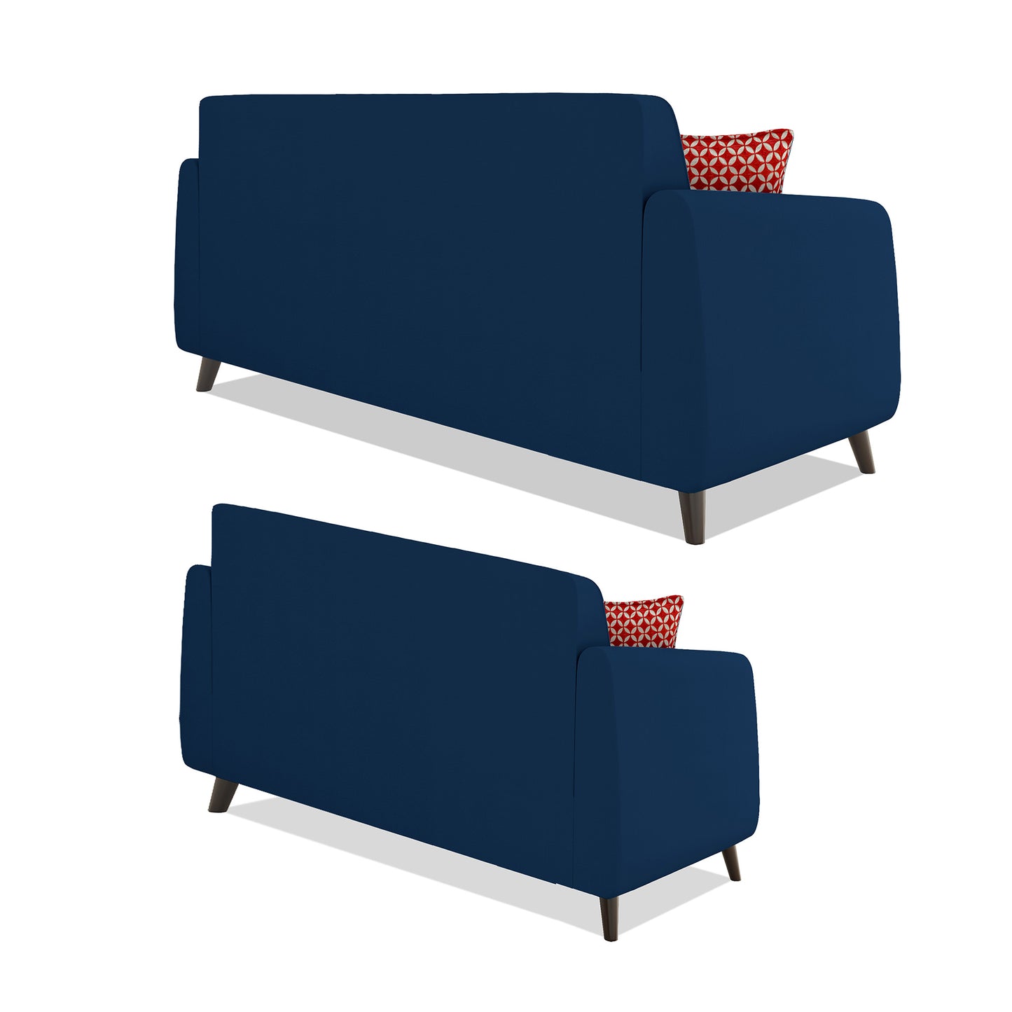 Adorn India Harlem 5 Seater 3+2 Fabric Sofa Set (Blue) (3 Year Warranty)