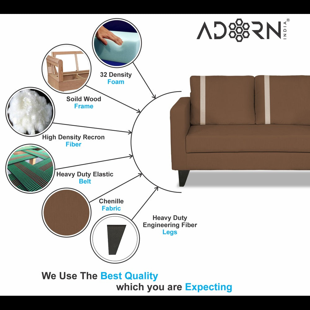 Adorn India Chandler Plus 3+2+1 6 Seater Sofa Set (Brown) (3 Year Warranty)