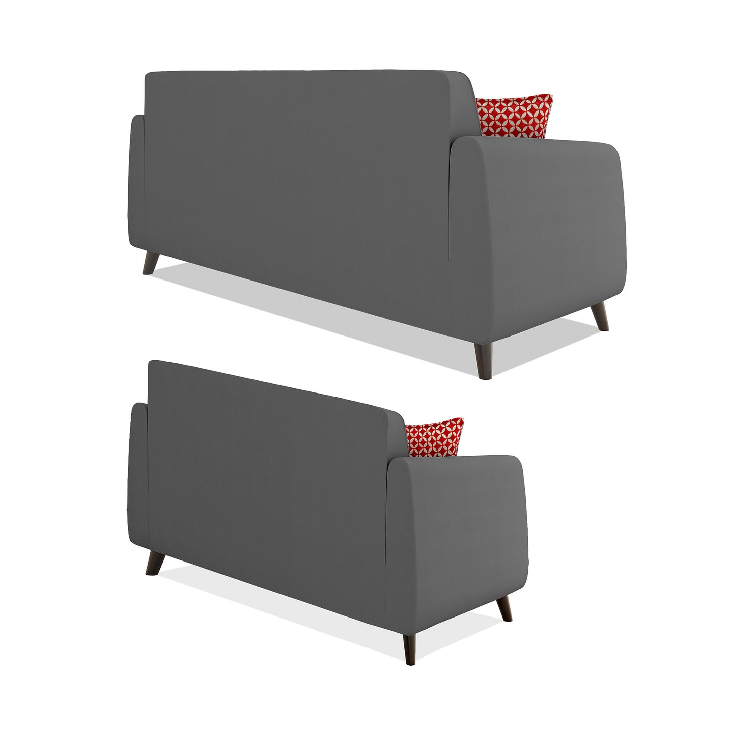 Adorn India Harlem 5 Seater 3+2 Fabric Sofa Set (Grey) (3 Year Warranty)