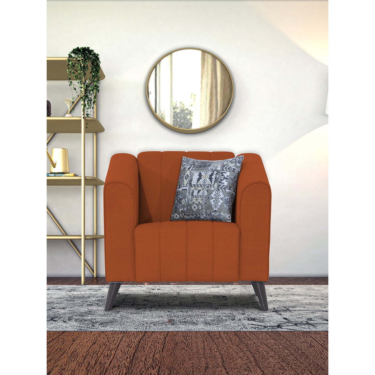 Adorn India Premium Laurel 1 Seater Sofa (Rust)