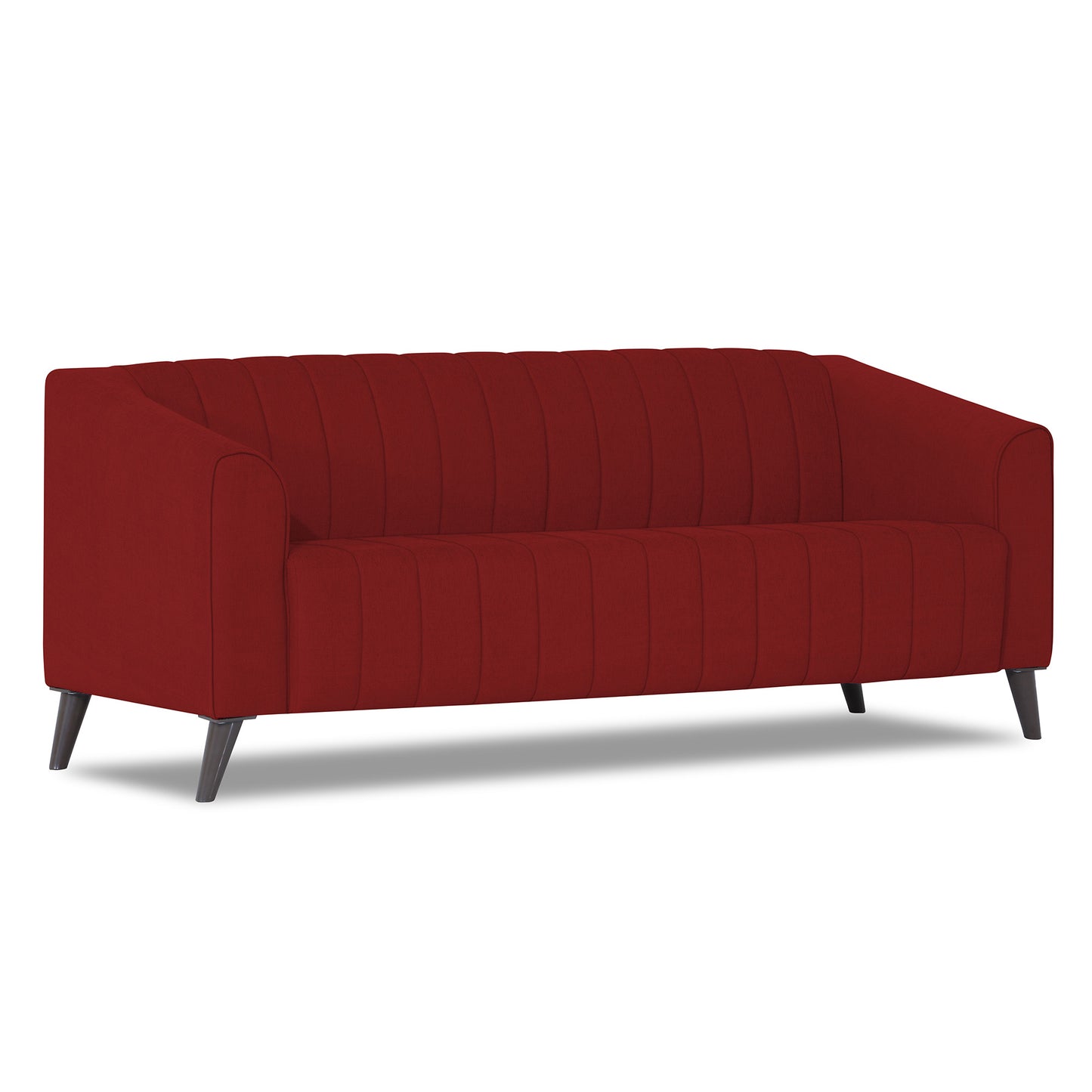 Adorn India Premium Laurel 3 Seater Sofa (Red)