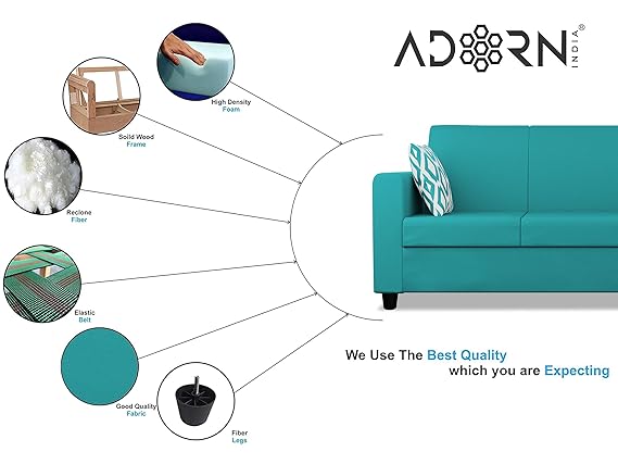 Adorn India Monteno 3-1-1 5 Seater Sofa Set (Aqua Blue) (3 Year Warranty)
