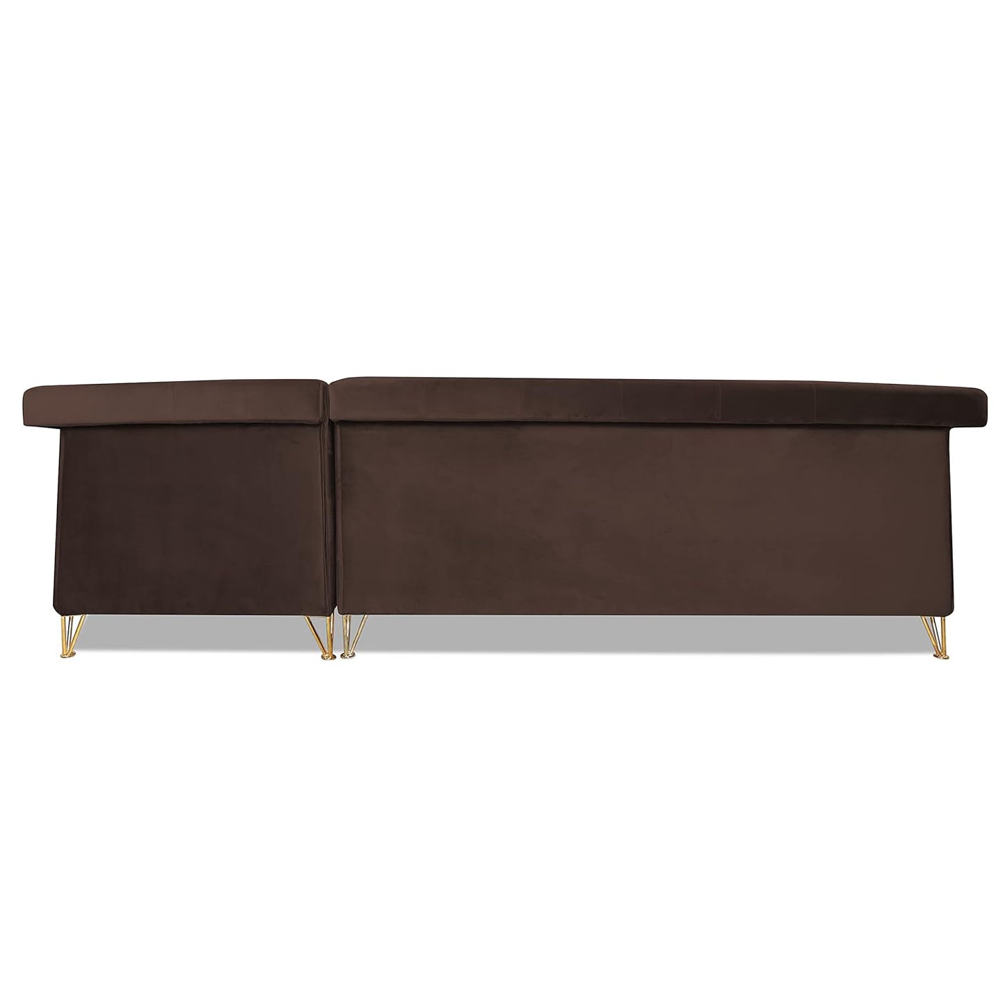 Adorn India Premium Raygan L Shape 6 Seater Sofa Set Right Side (Velvet Fabric Colour Brown)