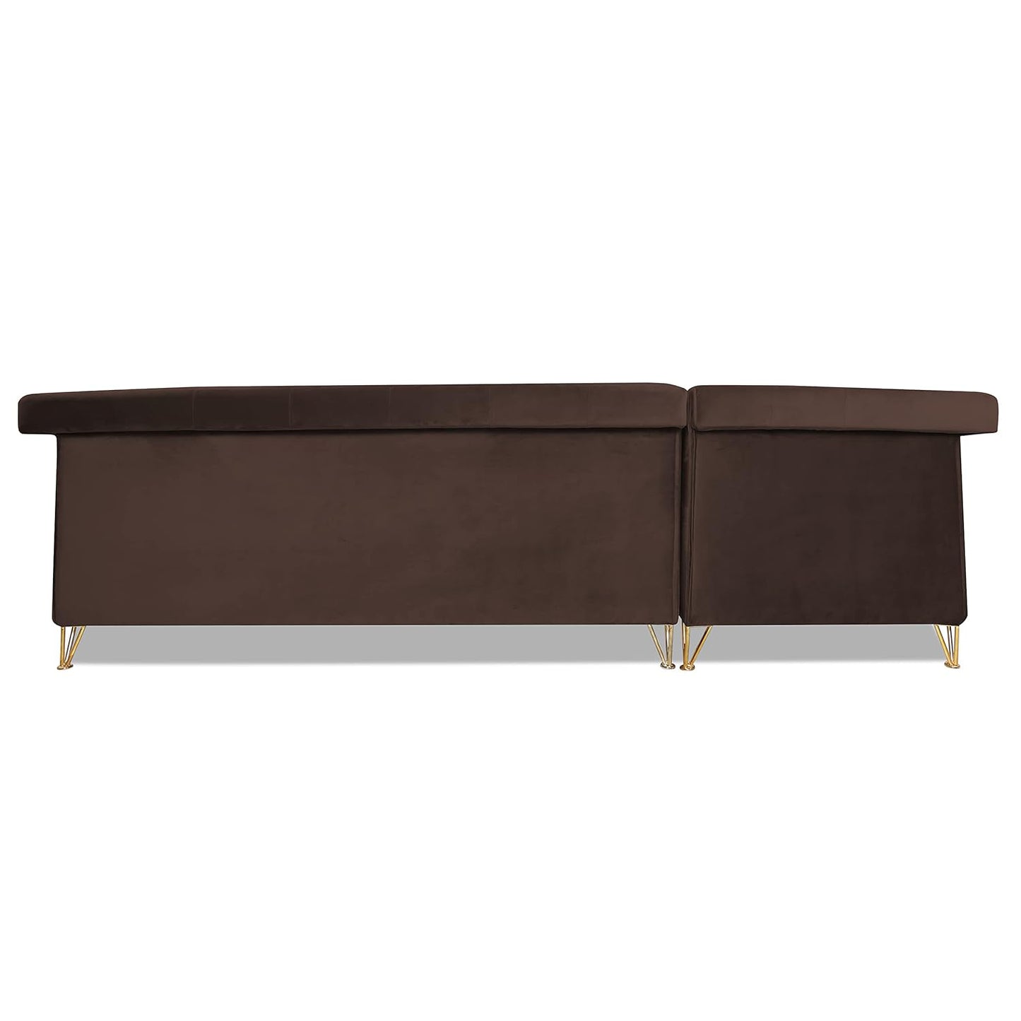 Adorn India Premium Raygan L Shape 6 Seater Sofa Set Left Side (Velvet Fabric Colour Brown)