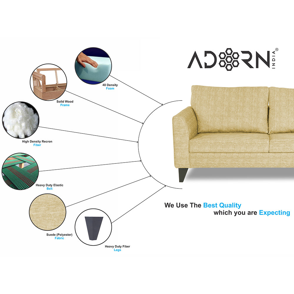 Adorn India Enzo Decent 2 Seater Sofa (Beige)