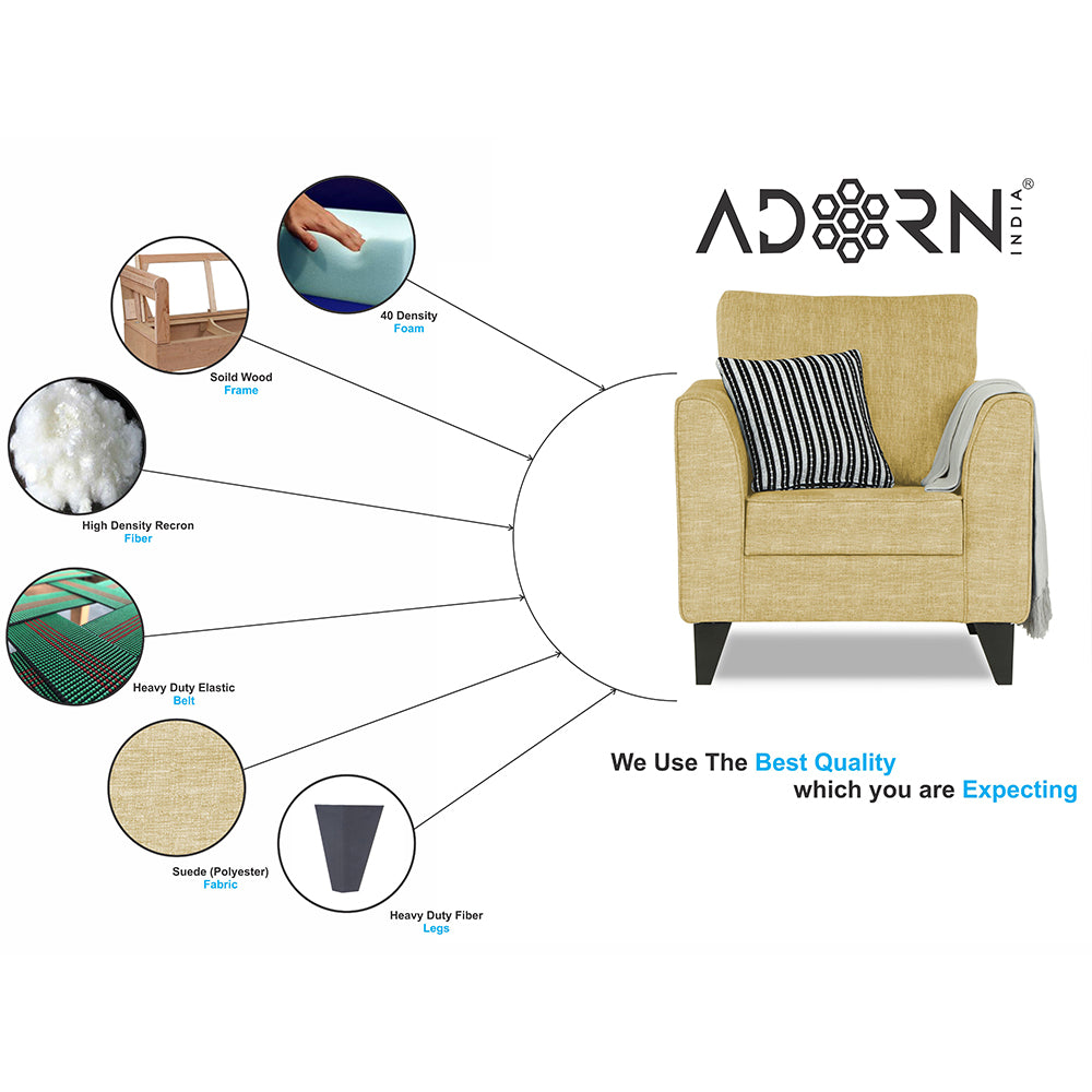 Adorn India Enzo Decent 1 Seater Sofa (Beige)