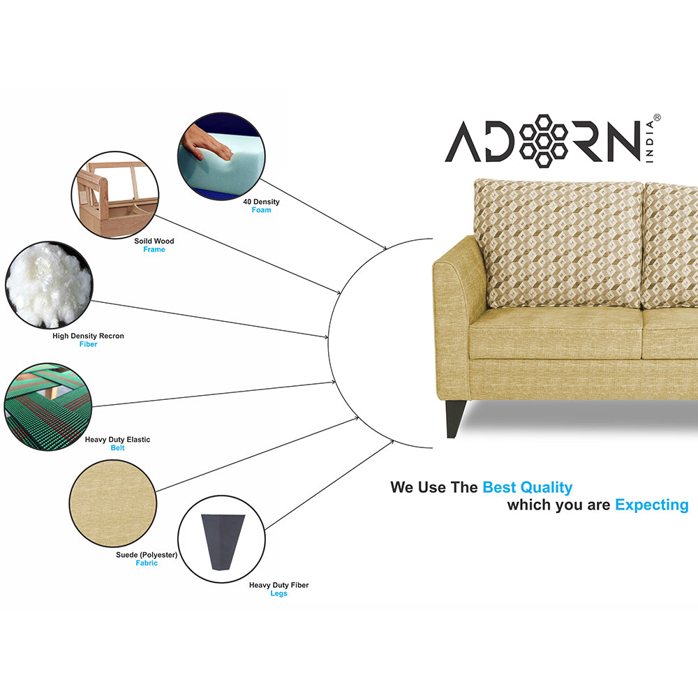 Adorn India Tornado Bricks 2 Seater Sofa (Beige)