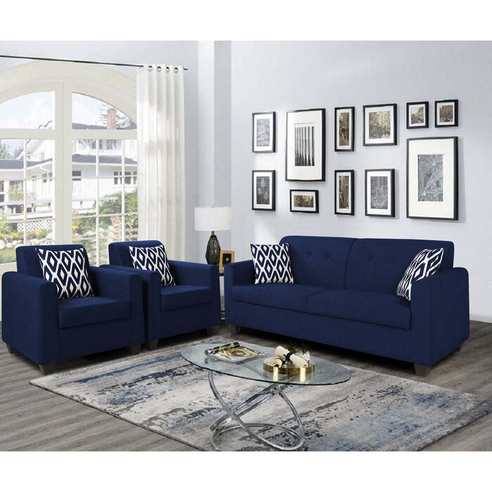 Adorn India Blazer 3-1-1 Five Seater Sofa Set (Blue, Wood)