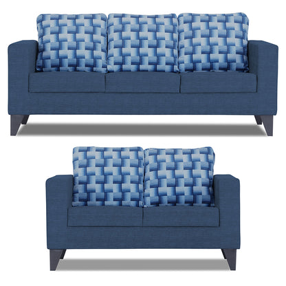 Adorn India Straight line Plus Bricks 3+2 5 Seater Sofa Set (Blue)
