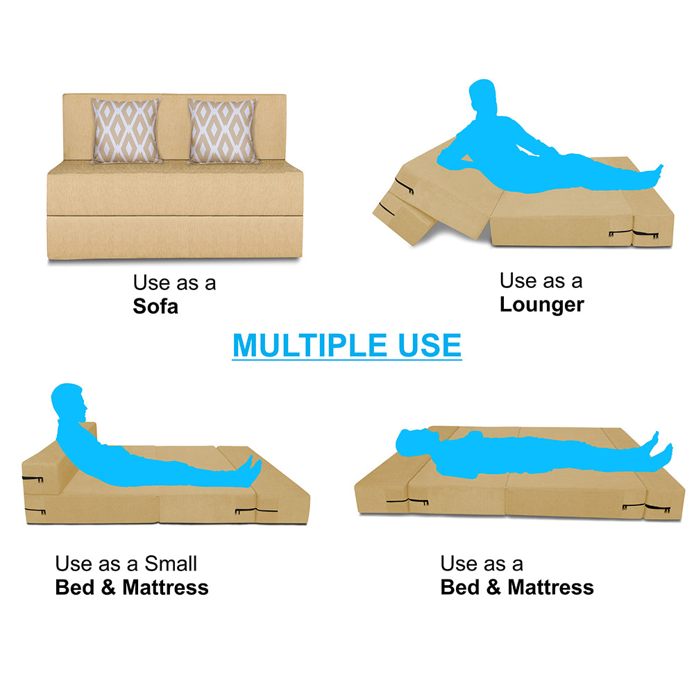 Adorn India Easy 2 Seater Sofa Cum Bed (Rhombus Pattern) Chennile Fabr