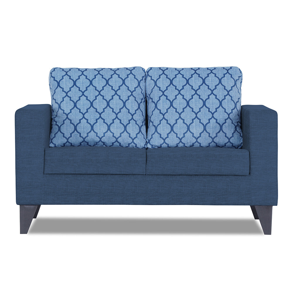 Adorn India Straight line Plus Blossom 2 Seater Sofa (Blue)