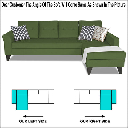 Adorn India Maddox Tufted L Shape 5 Seater Sofa Set (Right Hand Side) (Green)