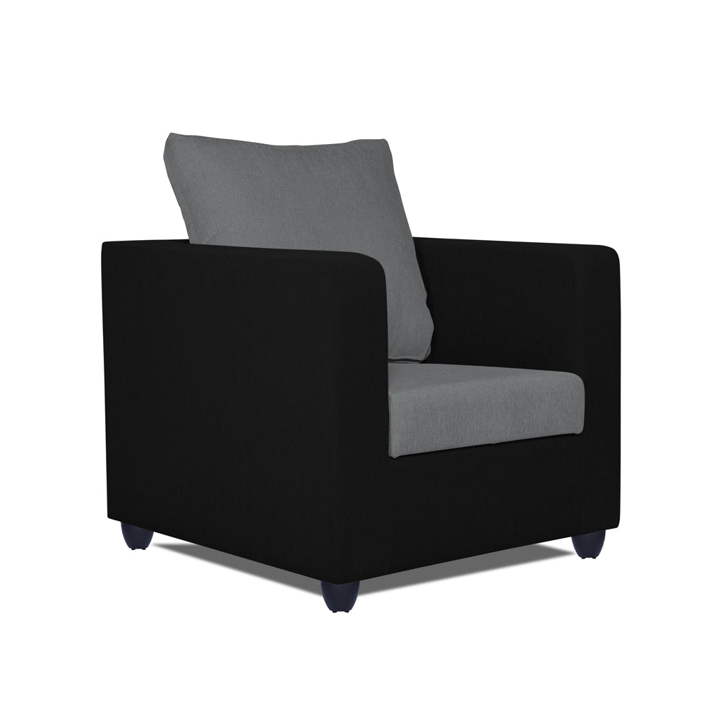 Adorn India Zink 1 Seater Sofa (Grey & Black)