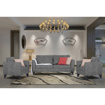 Adorn India Enzo Decent Premium Leatherette Suede 3+1+1 5 Seater Sofa Set (Grey)