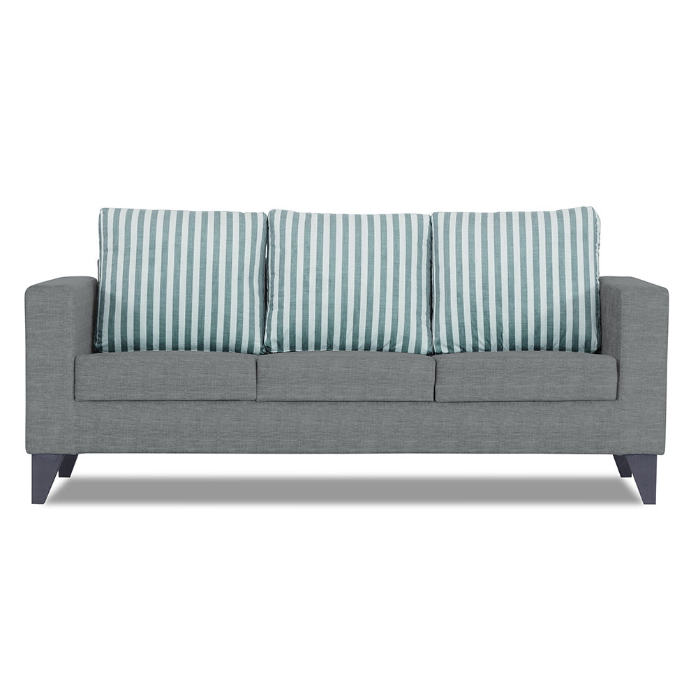 Adorn India Straight Line Plus Stripes 3 Seater Sofa (Grey)