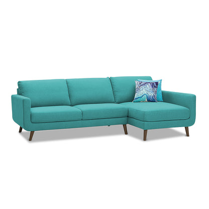Adorn India Damian L Shape 6 Seater Sofa Set Right Hand Side (Aqua Blue)