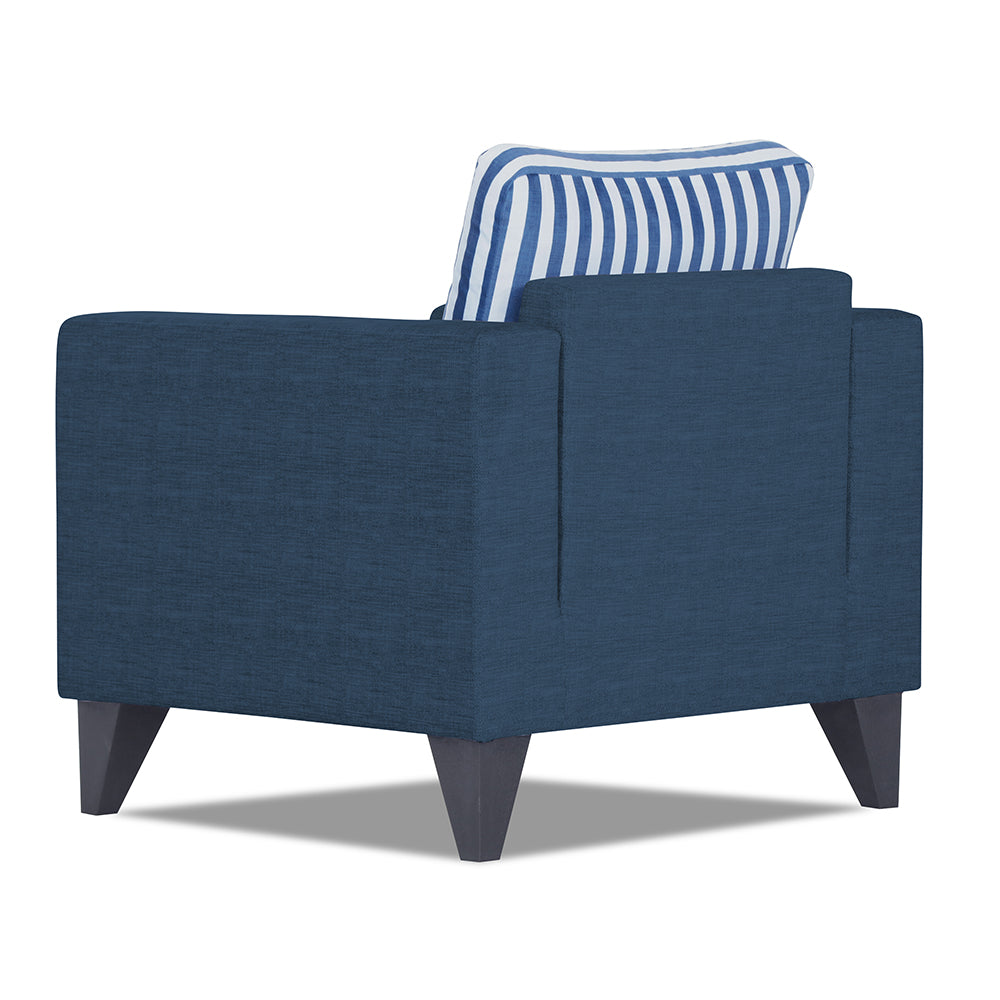 Adorn India Straight Line Plus Stripes 1 Seater Sofa (Blue) (3 Year Warranty)