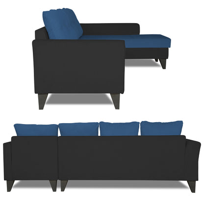 Adorn India Maddox L Shape 6 Seater Sofa Set Tufted Two Tone (Right Hand Side) (Blue & Black)