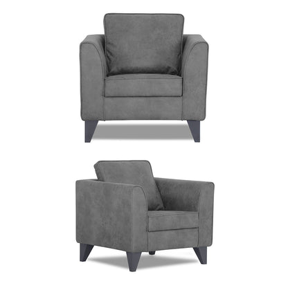 Adorn India Enzo Decent Premium Leatherette Suede 3+1+1 5 Seater Sofa Set (Grey)