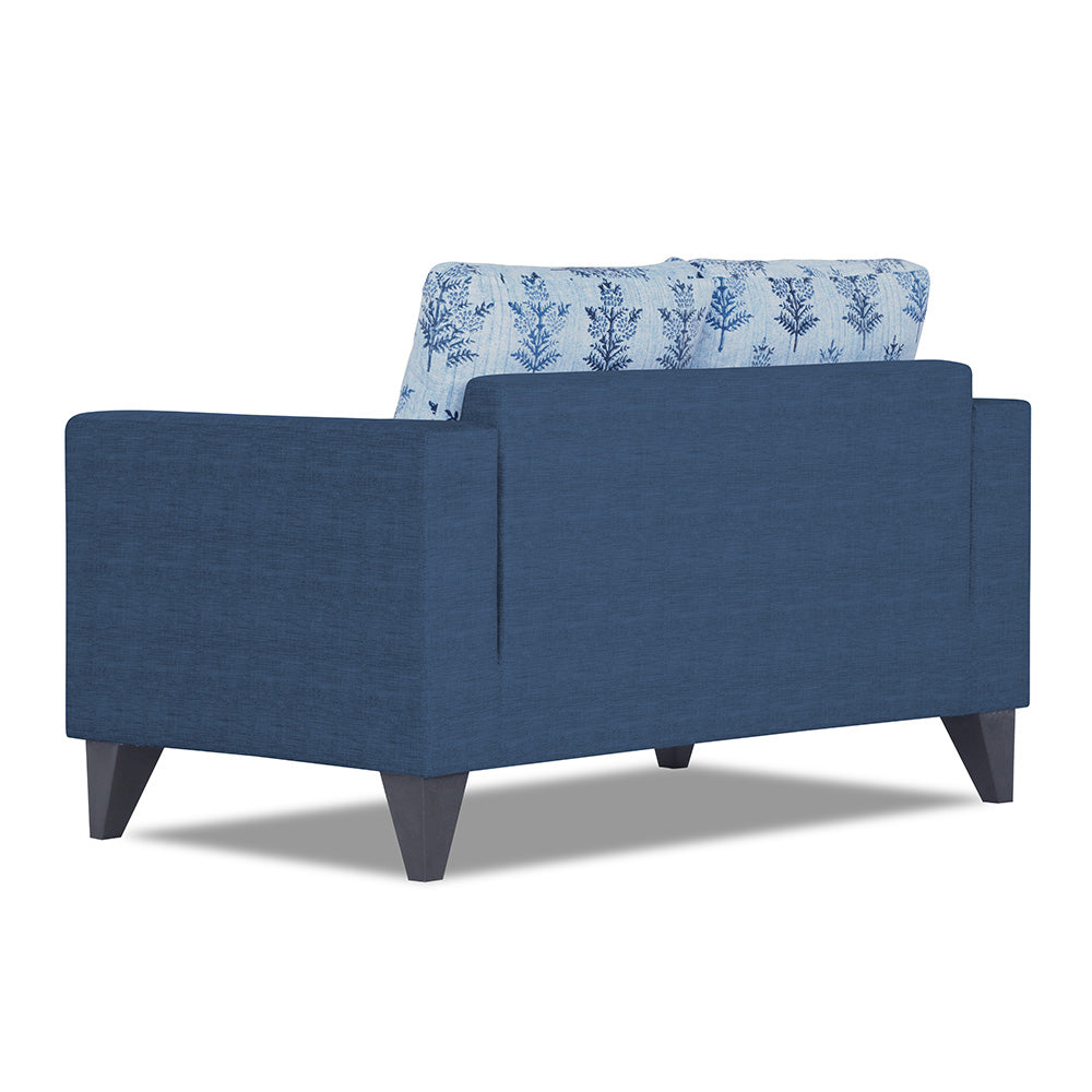 Adorn India Straight line Plus Leaf 2 Seater Sofa (Blue) (3 Year Warranty)