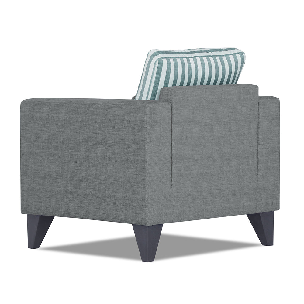 Adorn India Straight Line Plus Stripes 1 Seater Sofa (Grey) (3 Year Warranty)