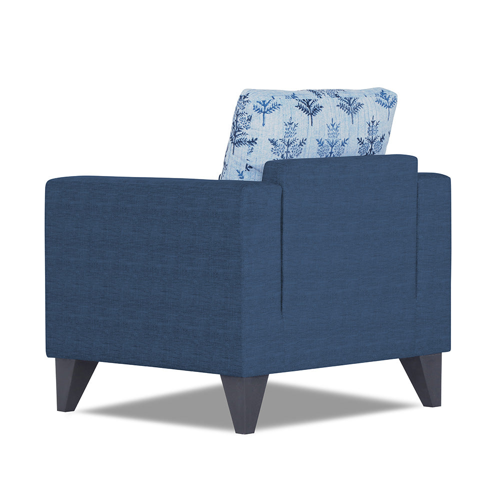 Adorn India Straight line Plus Leaf 1 Seater Sofa (Blue) (3 Year Warranty)