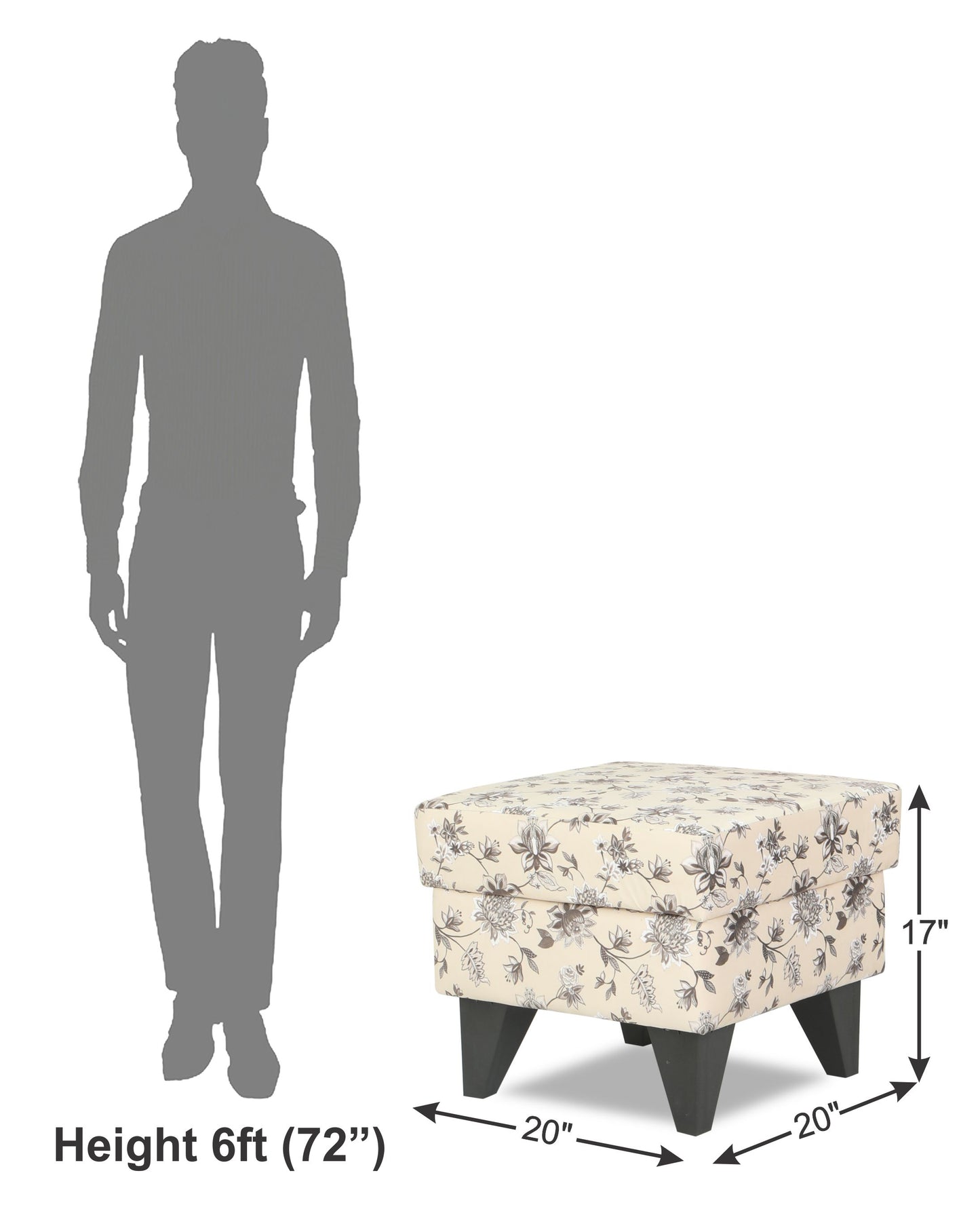 Adorn India Christoper 1 Seater Floral Print Puffy (Beige)