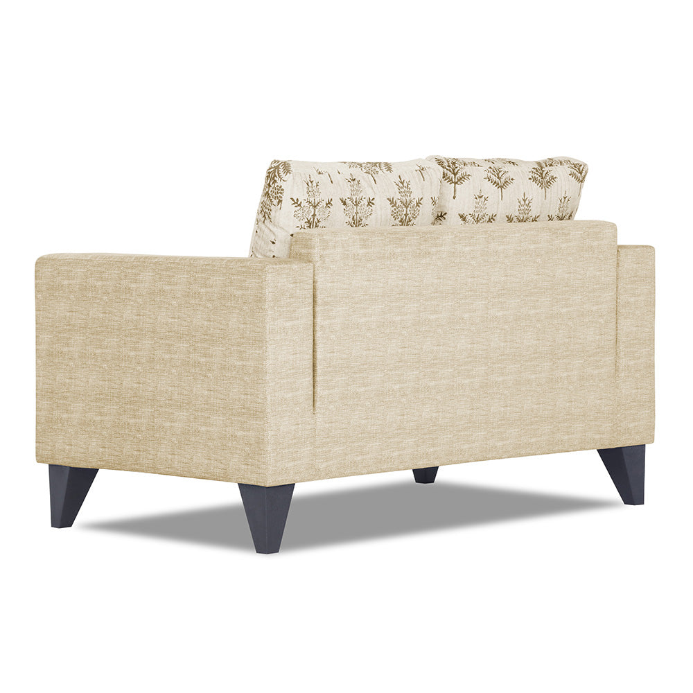 Adorn India Straight line Plus Leaf 2 Seater Sofa (Beige) (3 Year Warranty)