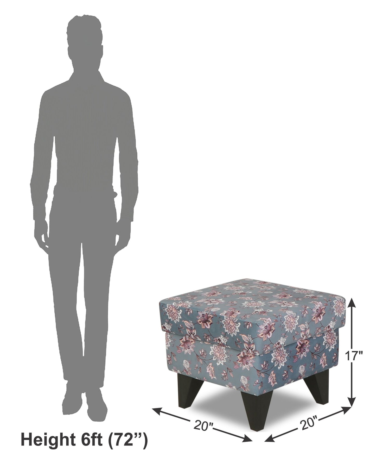 Adorn India Christoper 1 Seater Floral Print Puffy (Grey)