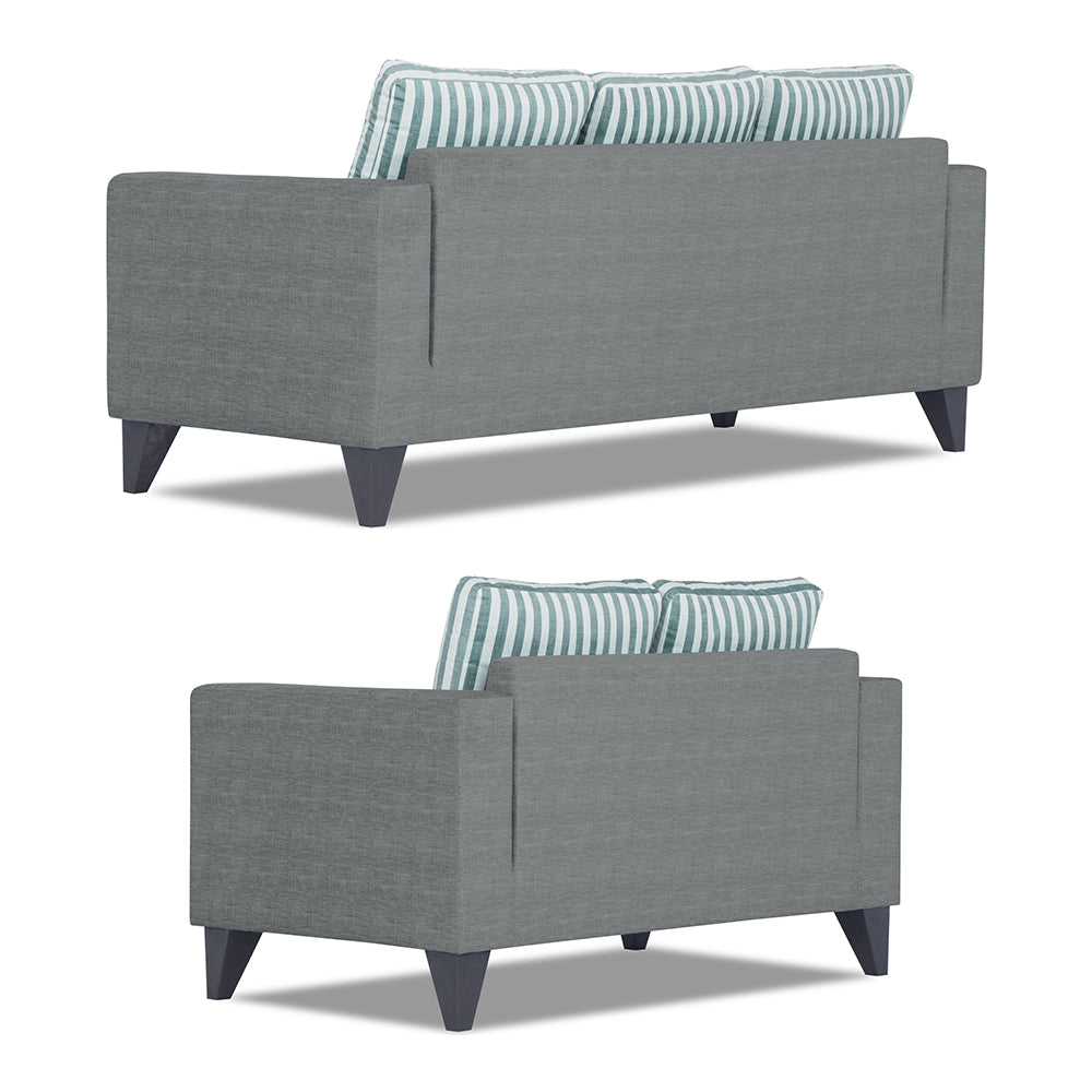Adorn India Straight Line Plus Stripes 3+2 5 Seater Sofa Set (Grey) (3 Year Warranty)