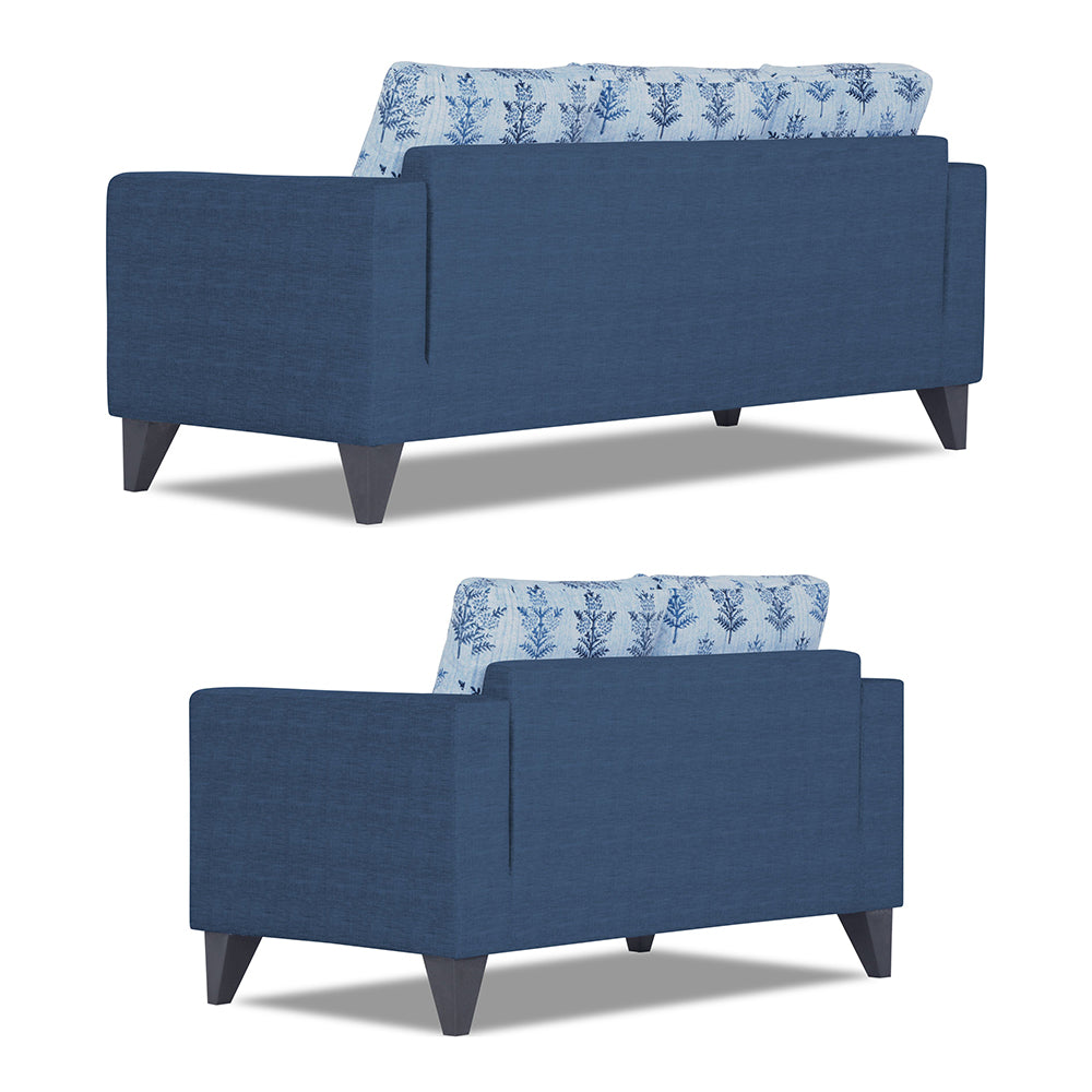 Adorn India Straight line Plus Leaf 3+2 5 Seater Sofa Set (Blue) (3 Year Warranty)