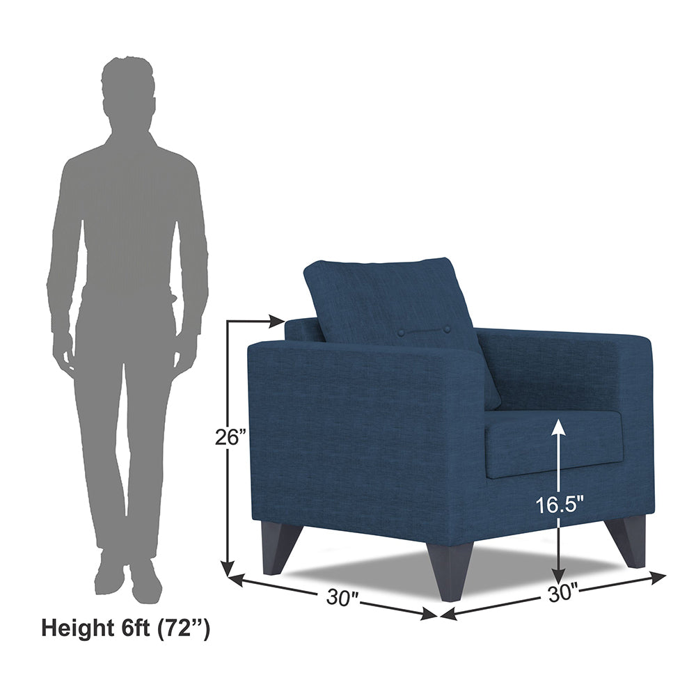 Adorn India Hallton Tufted 1 Seater Sofa (Blue) (3 Year Warranty)