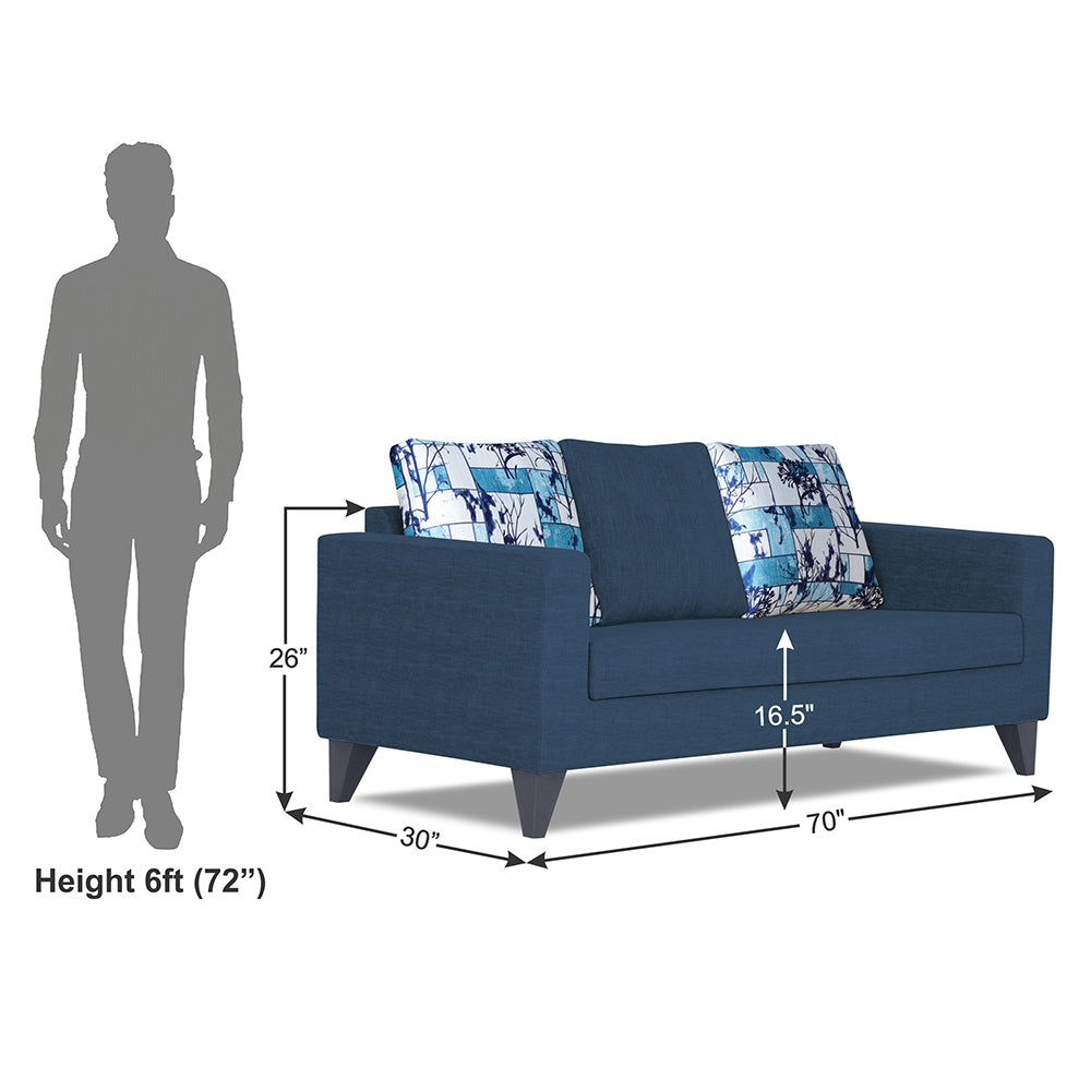 Adorn India Hallton Digitel Print Cushion 3 Seater Sofa (Blue) (3 Year Warranty)