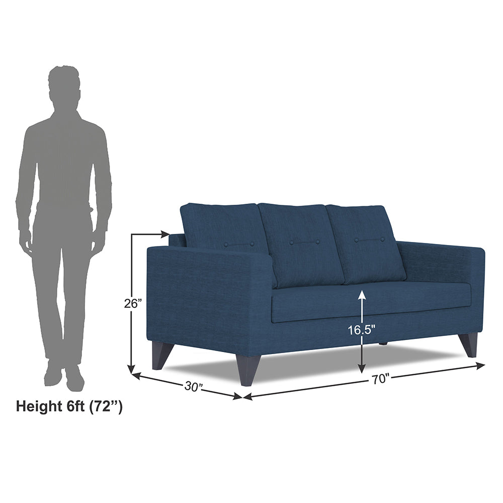 Adorn India Hallton Tufted 3 Seater Sofa (Blue) (3 Year Warranty)