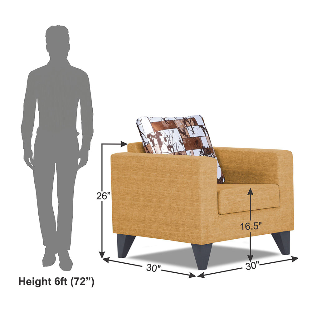 Adorn India Hallton Digitel Print 1 Seater Sofa (Beige) (3 Year Warranty)