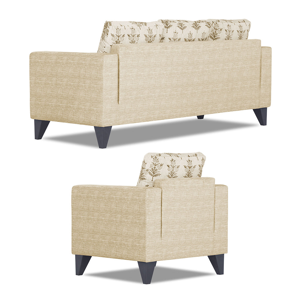 Adorn India Straight line Plus Leaf 3+1+1 5 Seater Sofa Set (Beige) (3 Year Warranty)