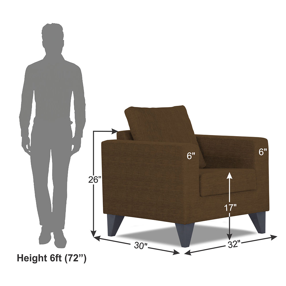 Adorn India Straight Line Plus Decent 1 Seater Sofa (Brown)