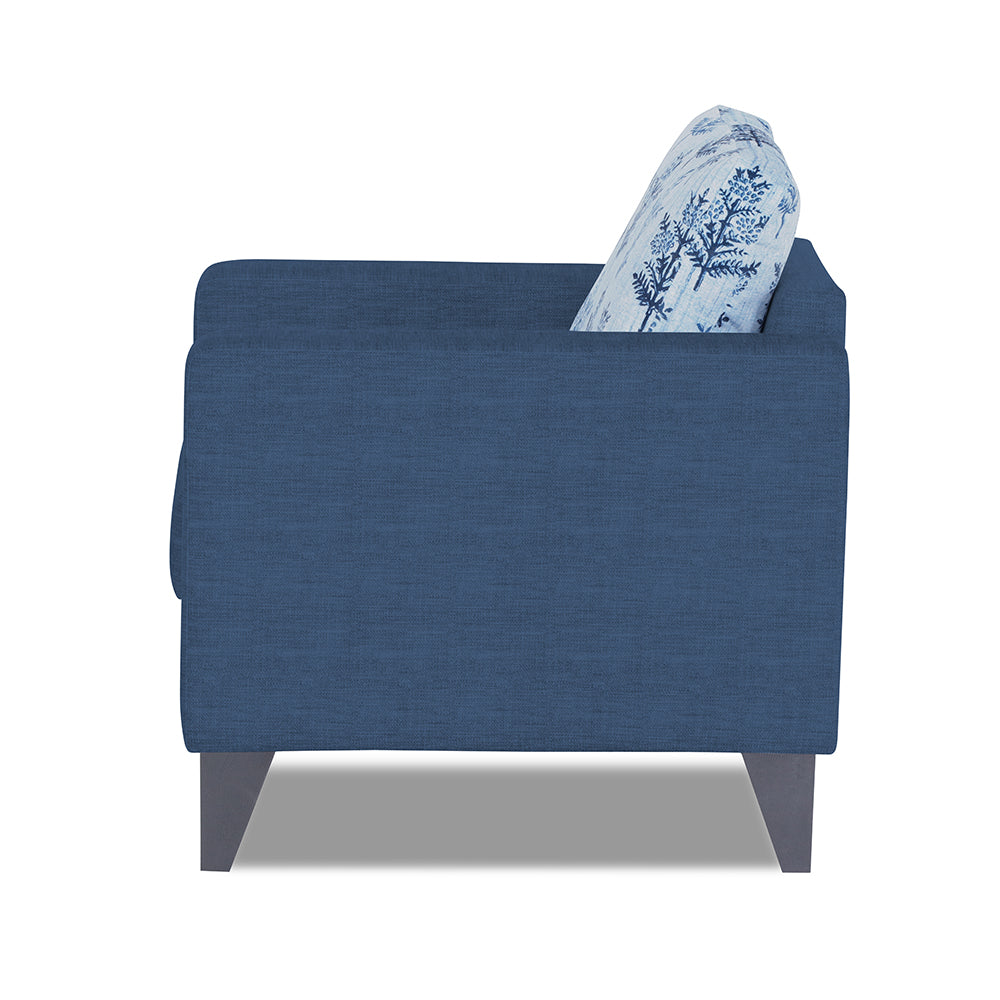 Adorn India Straight line Plus Leaf 1 Seater Sofa (Blue)