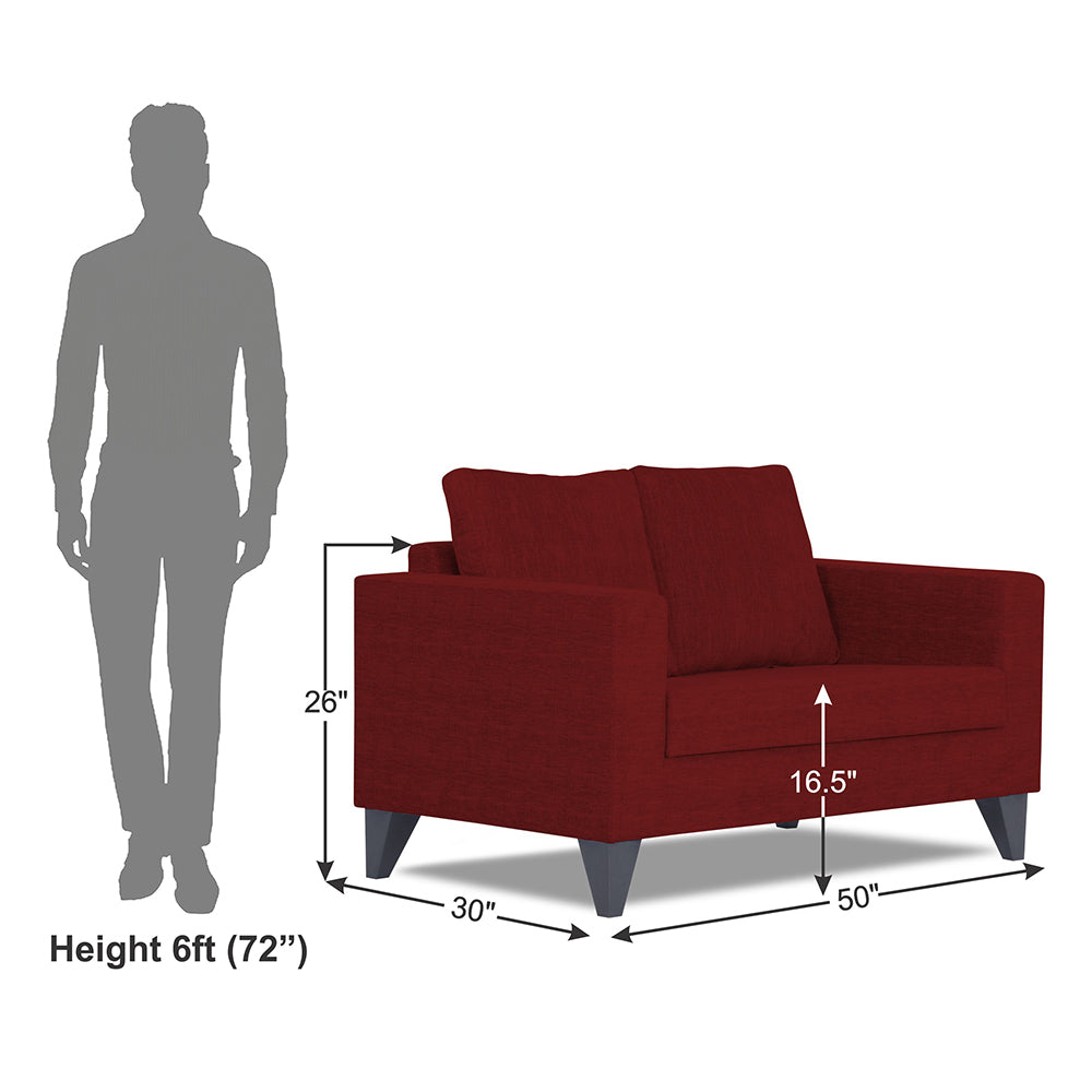 Adorn India Hallton Plain 2 Seater Sofa (Maroon) (3 Year Warranty)