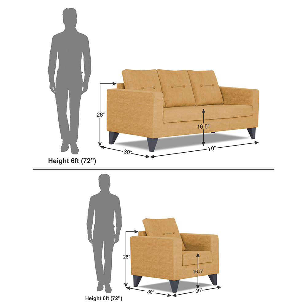 Adorn India Hallton Tufted 3-1-1 Five Seater Sofa Set (Beige) (3 Year Warranty)