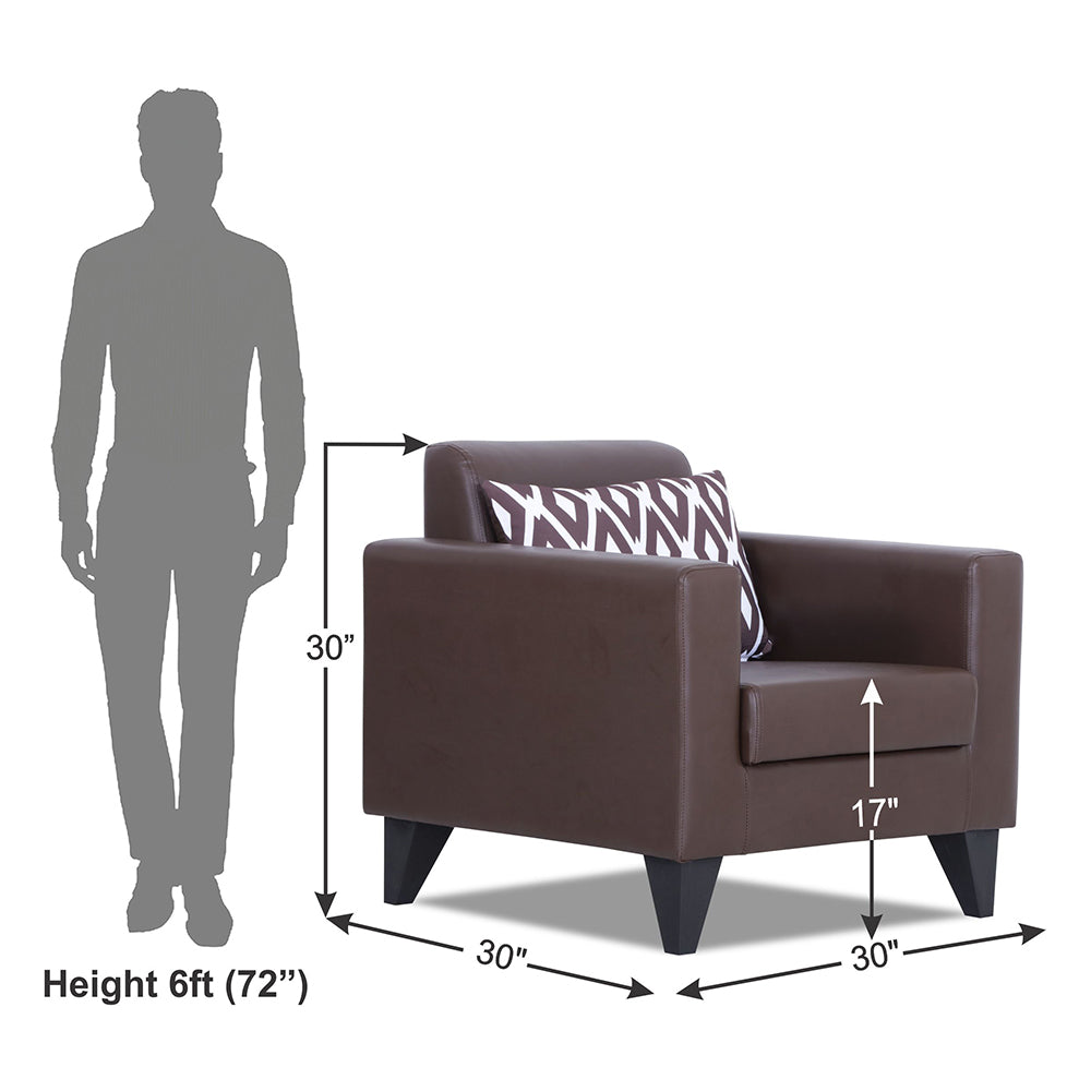 Adorn India Bladen Leatherette 1 Seater Sofa (Brown)