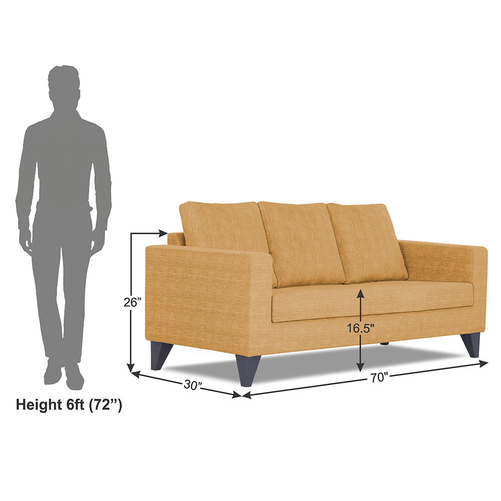 Adorn India Hallton Plain 3 Seater Sofa (Beige) (3 Year Warranty)