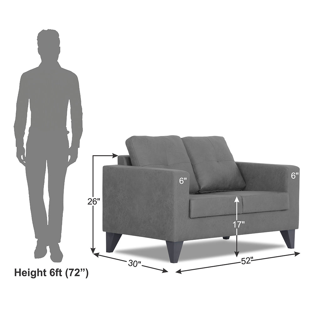 Adorn India Straight line Plus Premium Leatherette Suede 2 Seater Sofa (Grey) (3 Year Warranty)