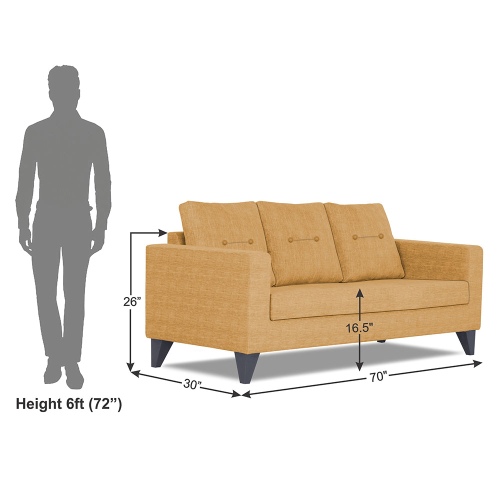 Adorn India Hallton Tufted 3 Seater Sofa (Beige) (3 Year Warranty)