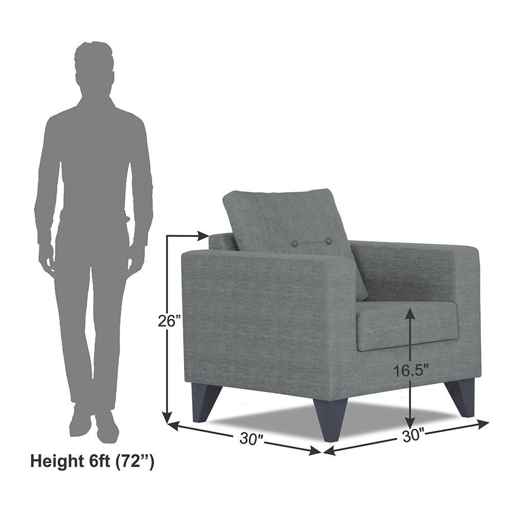 Adorn India Hallton Tufted 1 Seater Sofa (Grey) (3 Year Warranty)